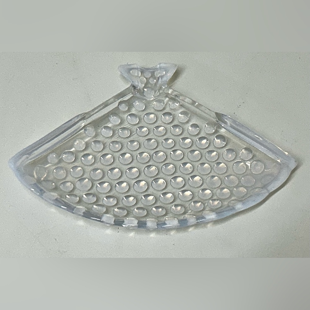 1940s Vintage Fenton French Hobnail Opalescent Milk Glass Fan Leaf Ashtray